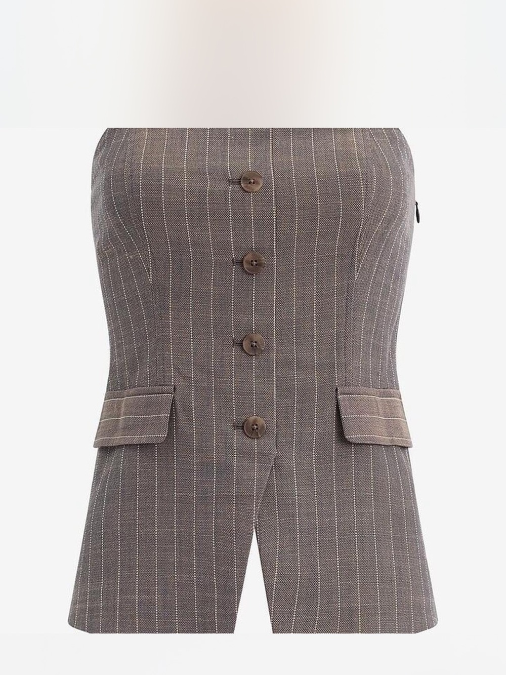 Express Brown Pinstripe Strapless Corset Top